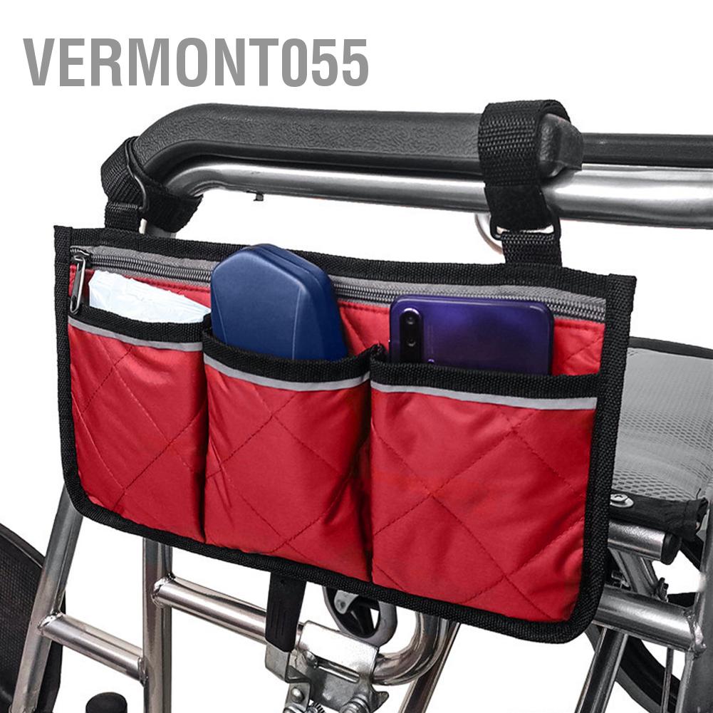 Vermont055 Multifunctional Wheelchair Scooter Armrest Side Bag Walker Hanging Pouch Storage Organizer