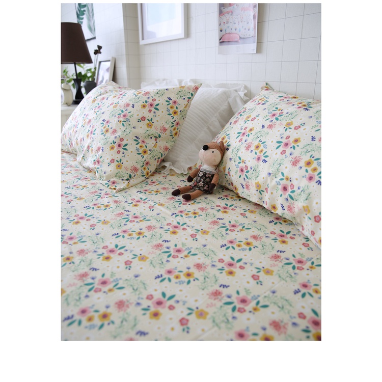 Vải cotton 100% chuyên may ga gối, khổ rộng 2m35, mẫu hoa nhí