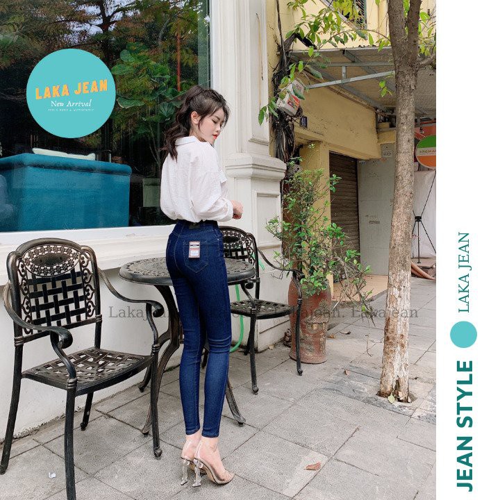 Quần Jean Nữ Lưng Cao Laka Jean Dáng Ôm Skinny, Co Giãn mạnh, chất dày dặn