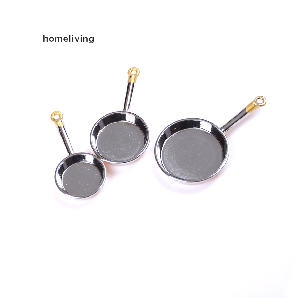 Set 3 Chảo Chiên Mini Bằng Kim Loại Cho Nhà Búp Bê