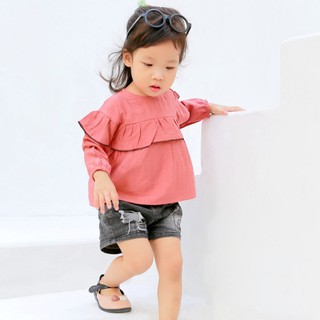 Áo bé gái màu nâu, áo dài tay cho bé gái, quần áo trẻ em KYNKIDS AN0001