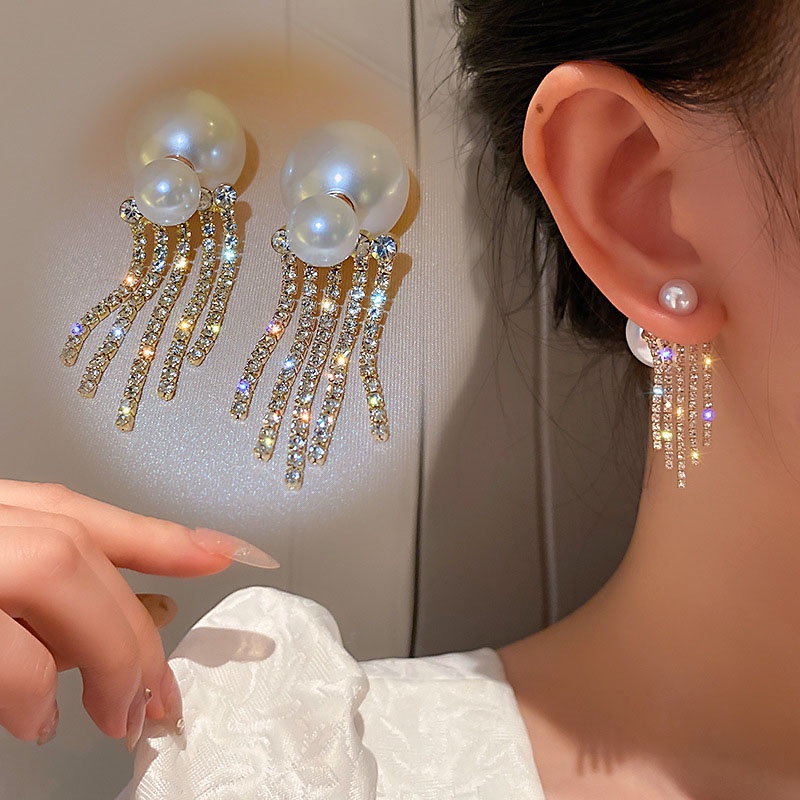 (MớI) Bông Tai ĐíNh NgọC Trai Giả Xinh XắN