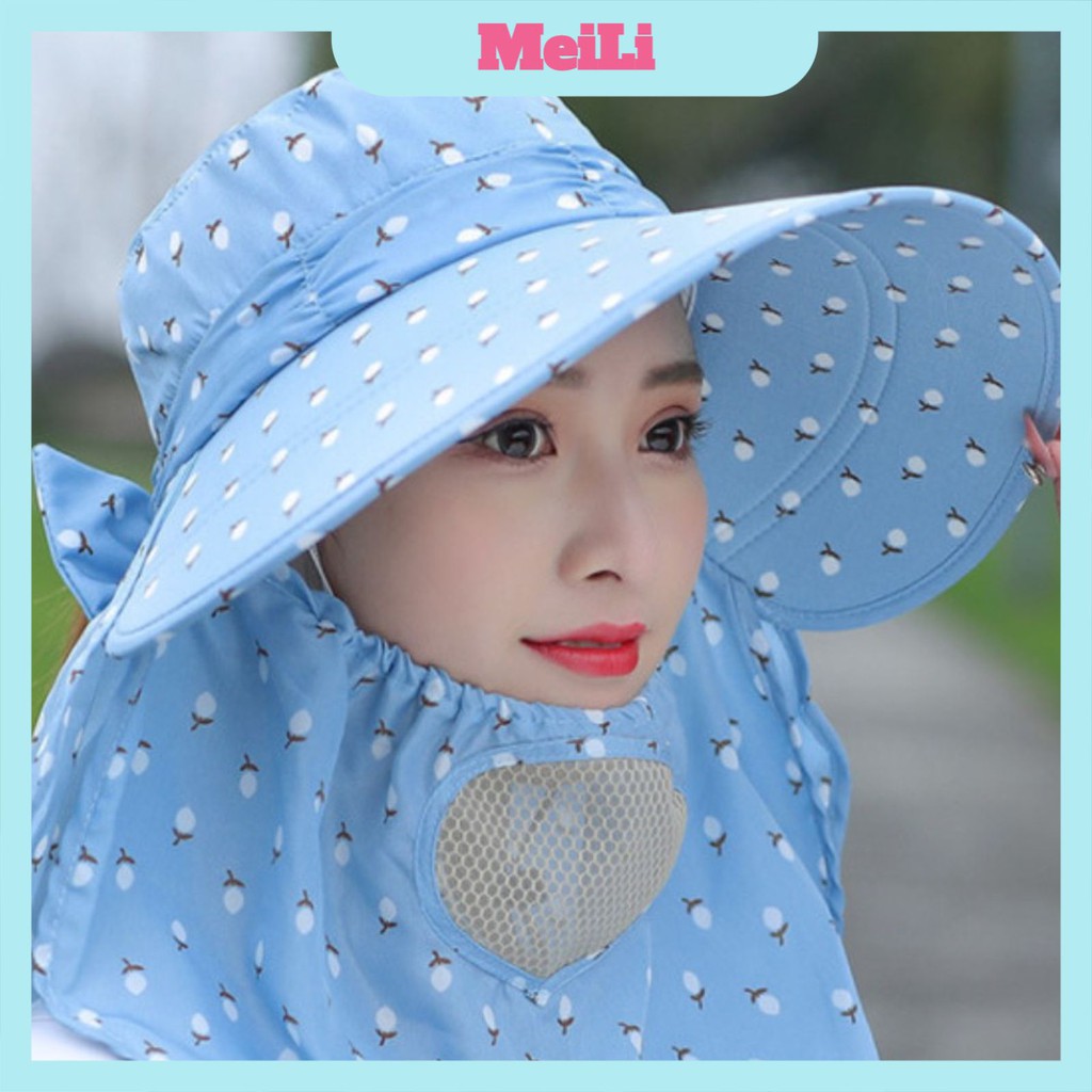 Mũ Nón rộng vành❤️FREESHIP❤️vành rộng chống nắng cực mát có khẩu trang 2 lớp bảo vệ sức khỏe kèm dây thắt