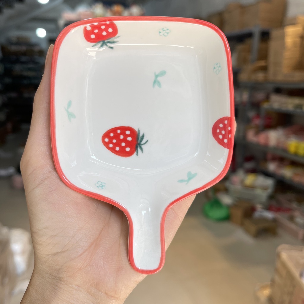 Bộ Đĩa Sứ Decor Dâu Tây Cherry Chén Dĩa Dễ Thương Cute Cao Cấp S12