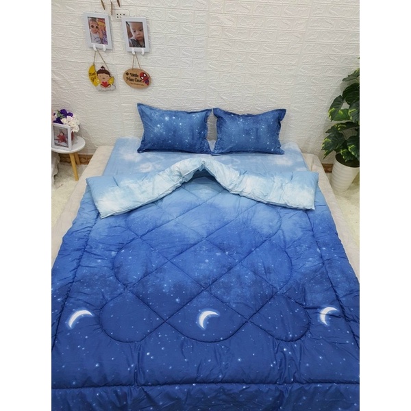 Bộ ga gối 4 món chăn chần bông siêu nhẹ ( Ảnh thật )
