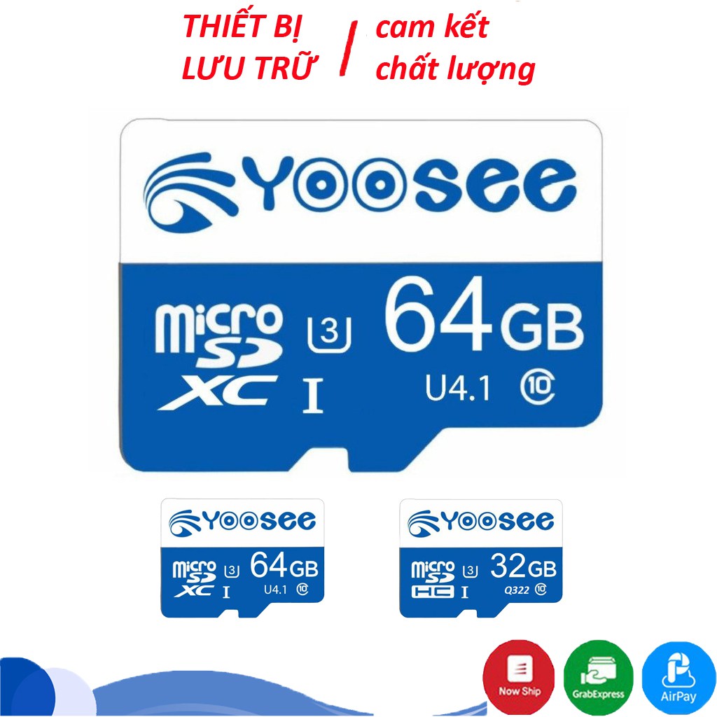 Thẻ nhớ yoosee 32GB /64GB Class 10 chuyên dụng Camera wifi, Smartphone, Loa đài,máy nghe nhạc -Thẻ nhớ camera | BH 5 năm
