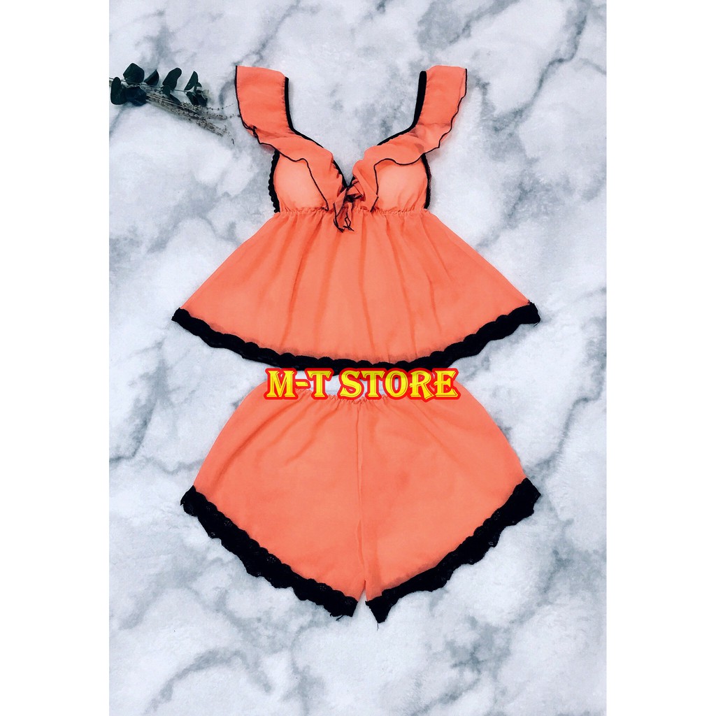Đồ ngủ voan sexy phối ren cực gợi cảm free size 40-60 ký, vải mỏng mát kiểu dáng sexy quyến rũ có mút ngực siêu sang | BigBuy360 - bigbuy360.vn