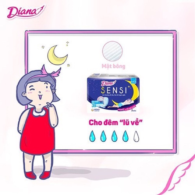 Lốc 6 gói băng vệ sinh Diana Sensi Cool Fresh siêu mỏng cánh 23cm