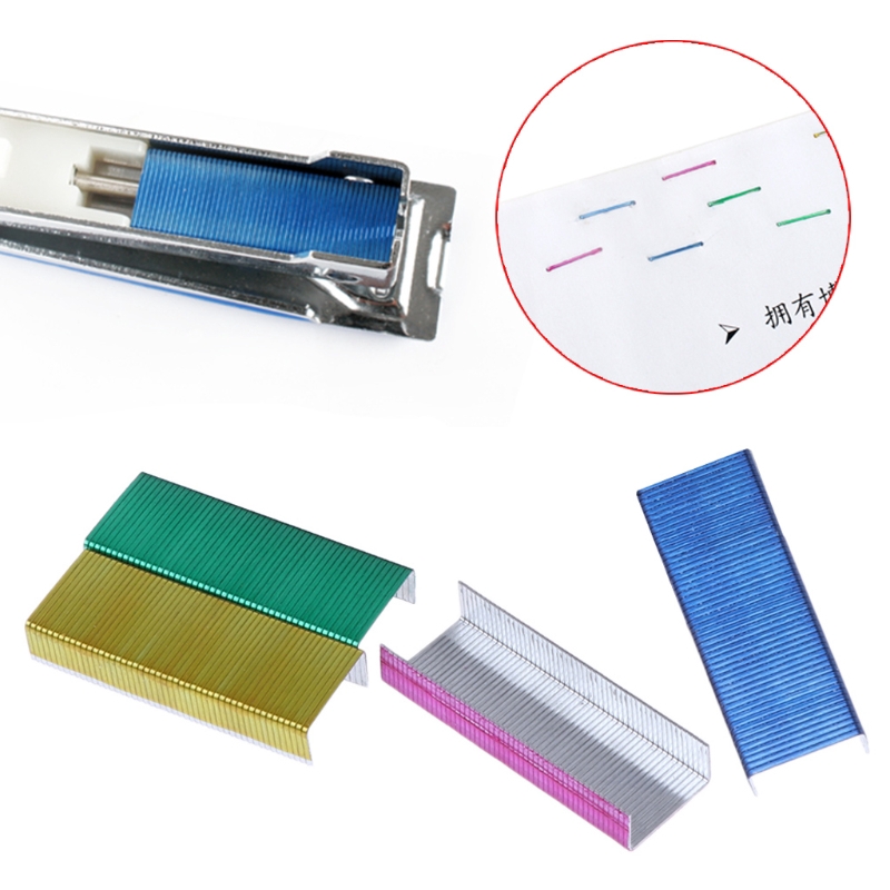Hộp 800 đinh bấm kim loại nhiều màu 12mm chất lượng cao tiện dụng