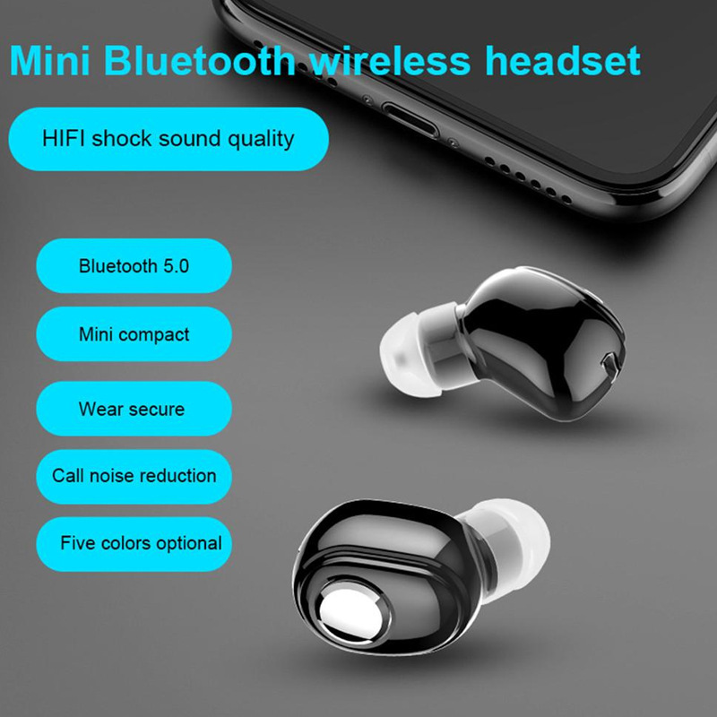 Tai Nghe Nhét Tai Bluetooth 5.0 Không Dây Mini Phong Cách Thể Thao Cho iPhone 11 XR Xiaomi Redmi Điện Thoại