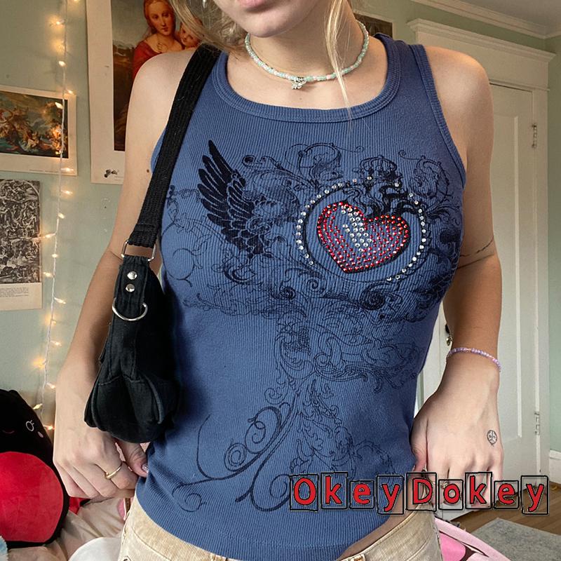 Áo hai dây cổ tròn in họa tiết cây cối sáng tạo phong cách thời trang mùa hè cho nữ