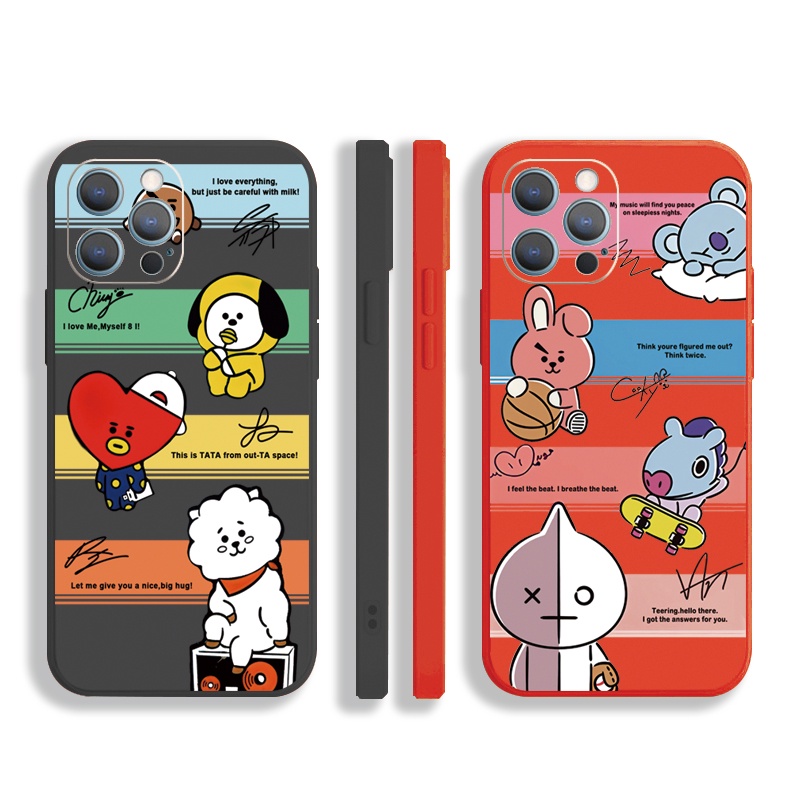 Ốp Điện Thoại Cạnh Vuông In Hình BTS Thời Trang Cho iPhone 13 Pro Max 12 11 XR XS 7 8 Plus SE 2020