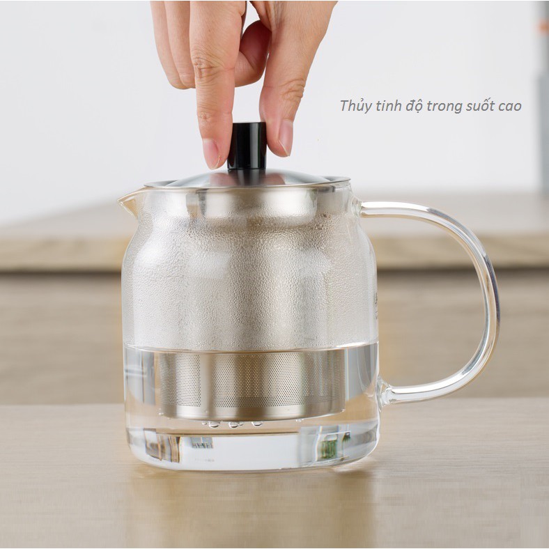 Bình lọc trà thủy tinh lõi inox 470ml - 500ml - 700ml - 900 - 1200ml