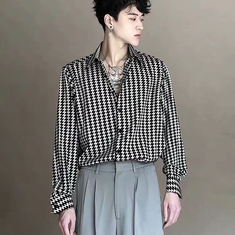 Áo sơ mi dài tay dáng rộng kẻ sọc phong cách Hàn Quốc cá tính cho nam | BigBuy360 - bigbuy360.vn