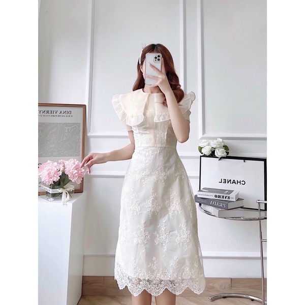 Váy ren phối tay tơ