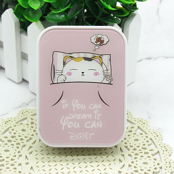 Khay Gương Đôi Gấu Cute - Case Đựng Lens