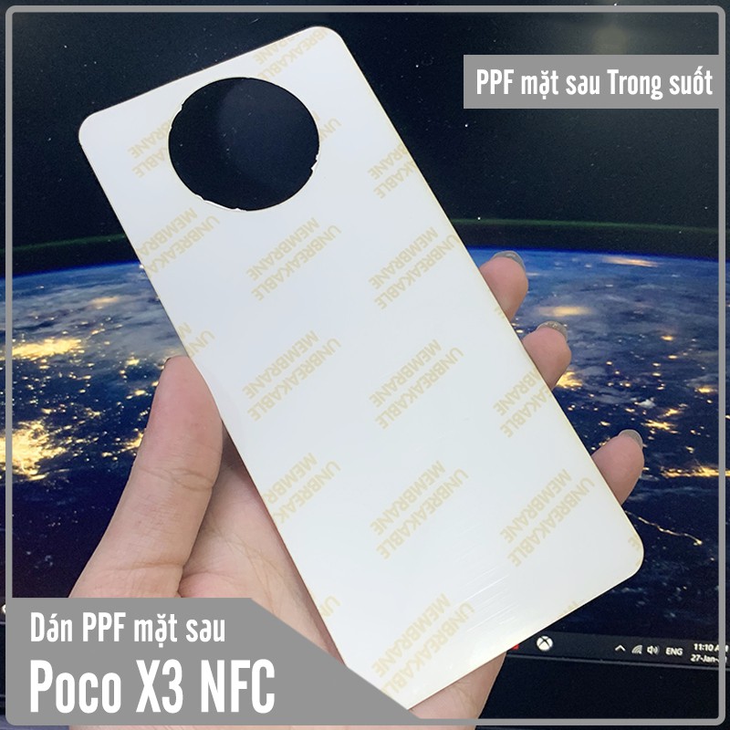 Miếng Dán PPF mặt sau cho Xiaomi Poco X3 NFC Trong suốt / Ánh 7 màu