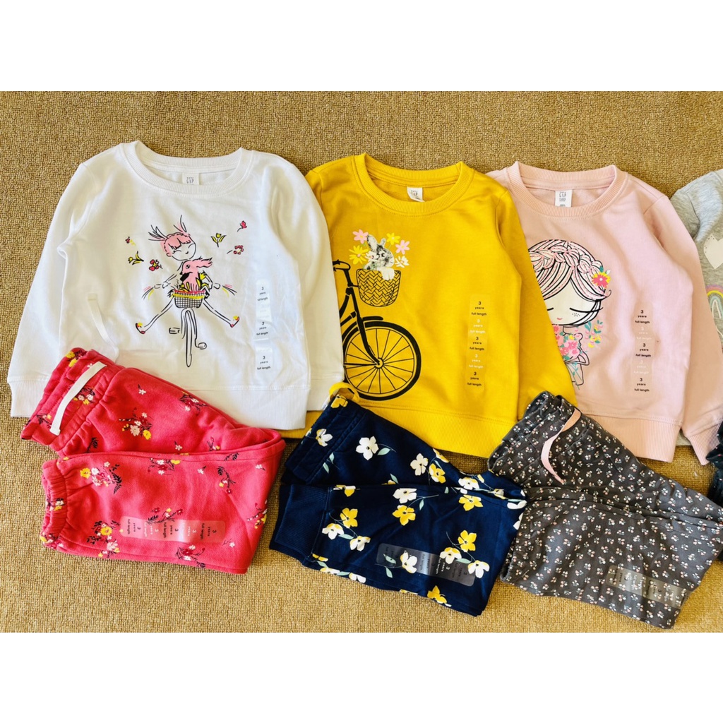 Bộ Nỉ Da Cá Baby G.A.P Dư Xịn Chất Cotton Mềm Đẹp Cho Bé Gái từ 1-5 tuổi
