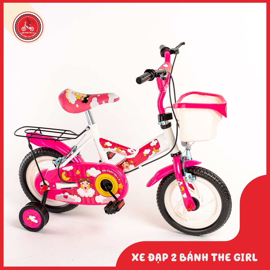 Xe đạp trẻ em 2 bánh The Girl - Nhựa Đại Phát Tài- 14 inches- Khung sắt, Vành nhựa, Bánh đúc, Yên mềm. cho trẻ 3-5 tuổi