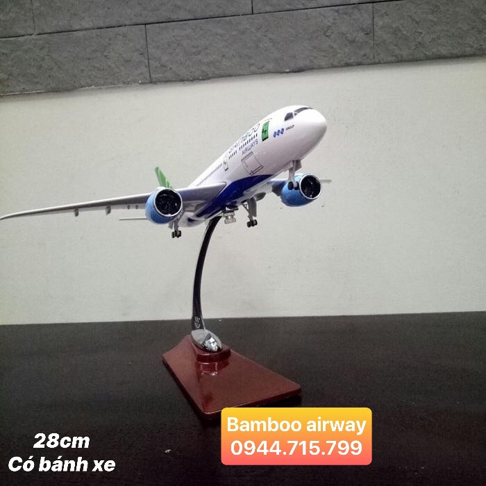 Mô hình máy bay tĩnh B787 Bamboo Airway 28cm có bánh xe