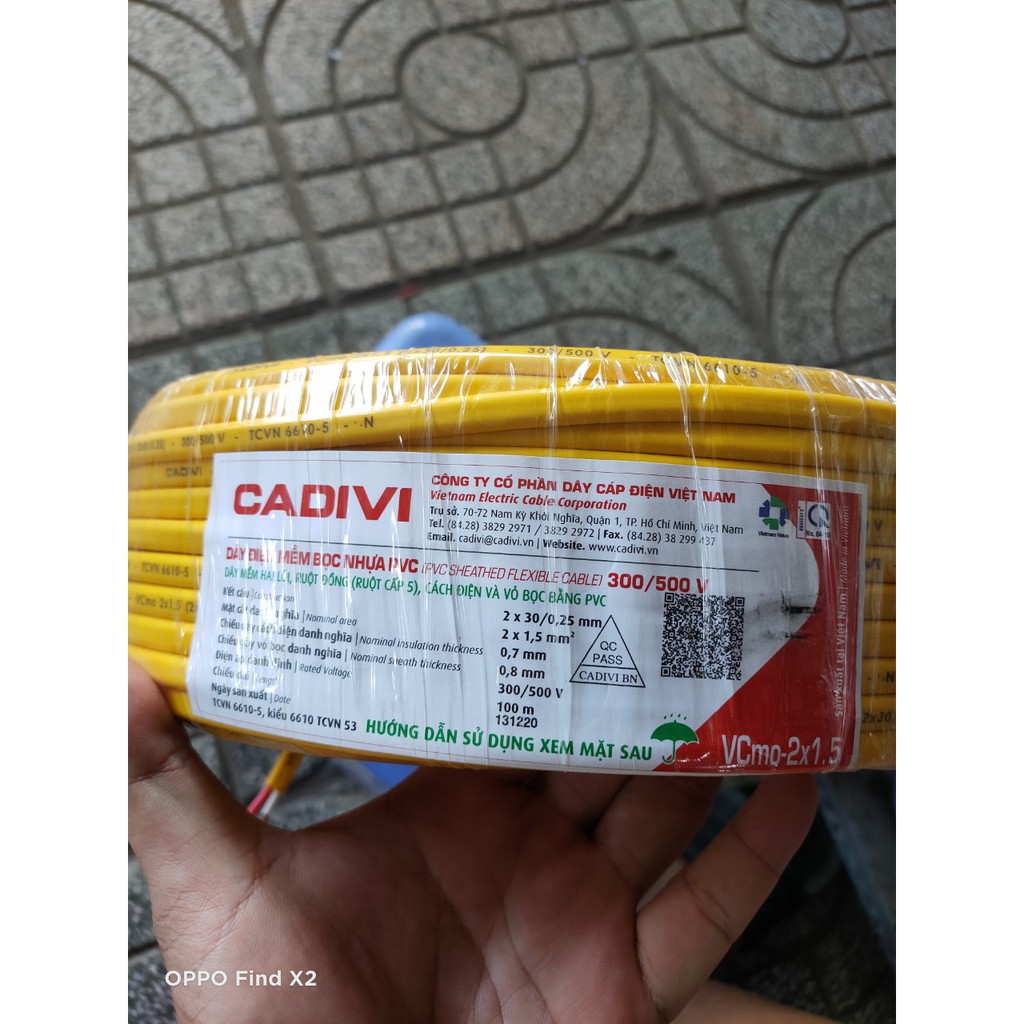 Dây điện đôi mềm dẹp  Cadivi 2 x 1.5mm