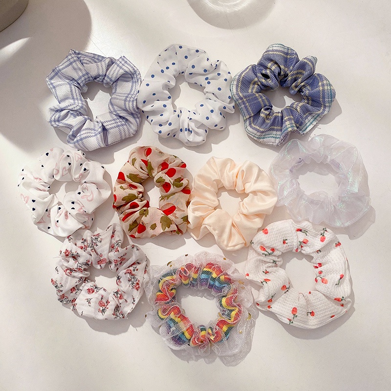 Dây Buộc Tóc Đuôi Ngựa In Hoa Phong Cách Hàn Quốc Ngọt Ngào Cho Nữ