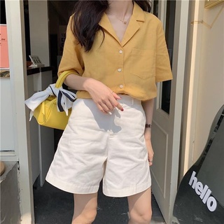 Áo sơ mi cổ vest ngắn tay basic, dễ phối đồ