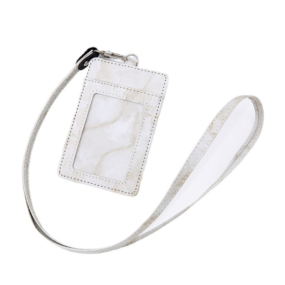 Bao da đựng thẻ ID NORMAN họa tiết cẩm thạch có thể thu vào kèm dây đeo và ngăn đựng thẻ tiện dụng