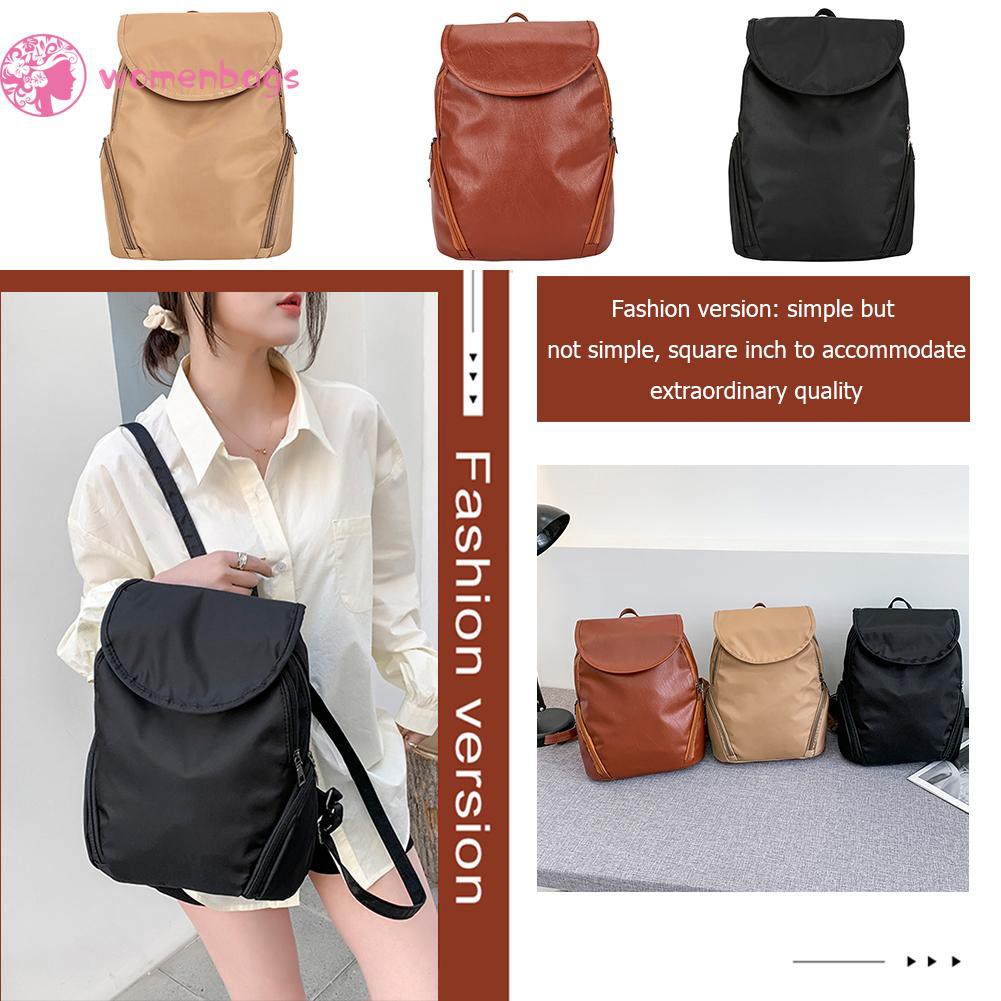 COD√WB❀Women Oxford Cloth Solid Color Backpack Preppy Style Casual Large Handbag