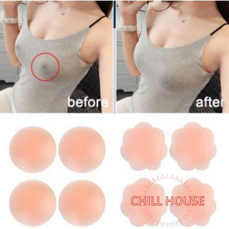 Dán nhũ hoa Silicol 6,5cm 2 loại Hoa và Tròn - CHILLHOUSE
