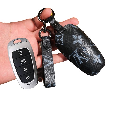 Bao da chìa khóa  Hyundai Santafe, Tucson mới da L. V khâu tay cao cấp