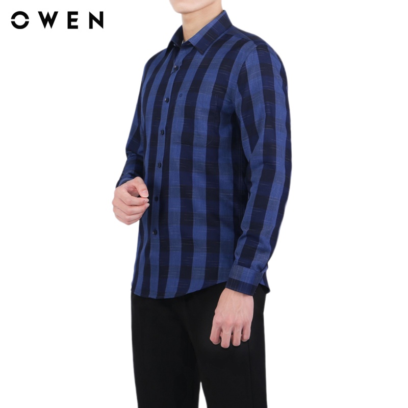 Áo sơ mi dài tay Nam Owen Bạch đàn Regular Fit màu Navy xanh đậm - AR23664D