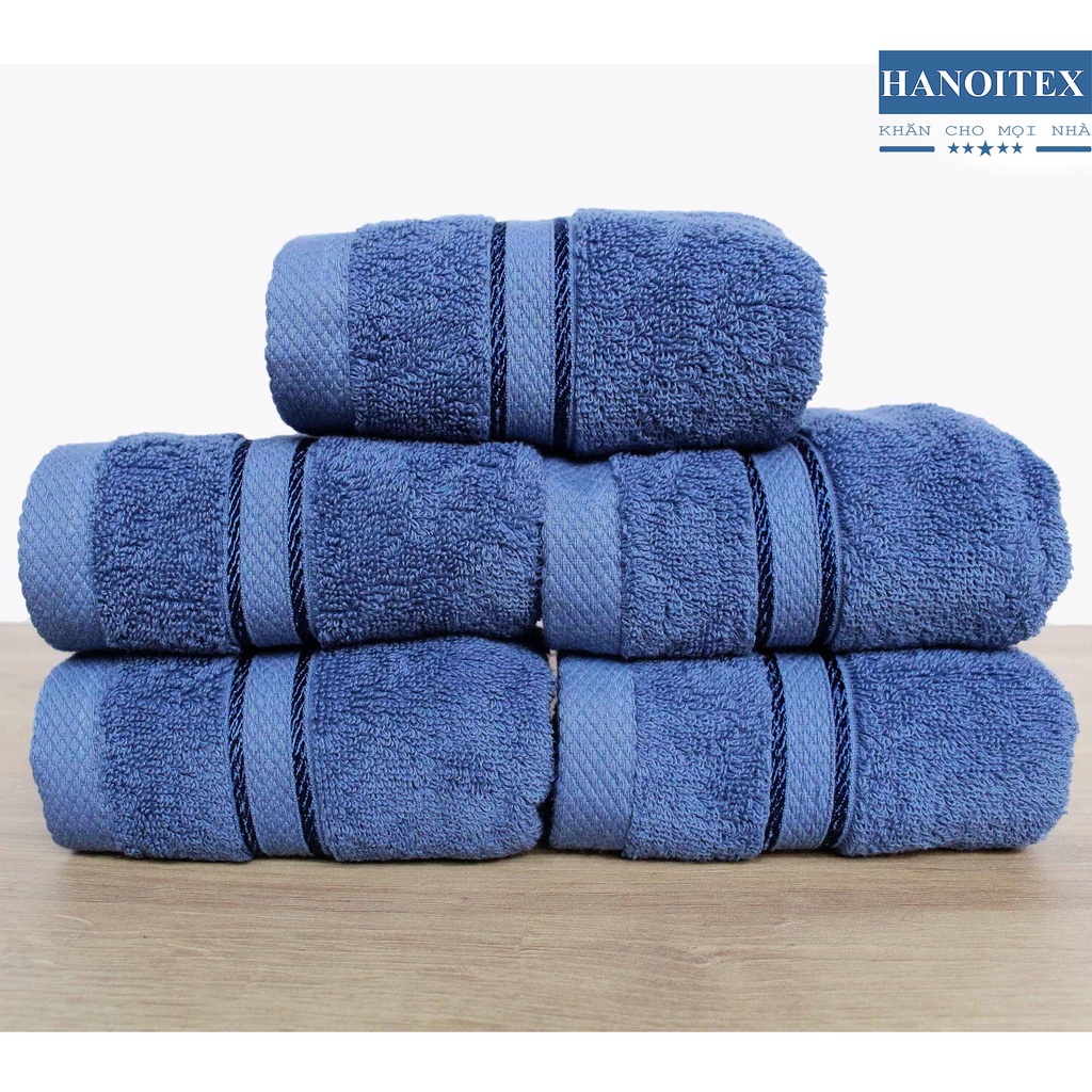 Khăn Mặt Cao Cấp HANOITEX 30*50cm 100% Cotton Mềm Mại, Thấm Hút Tốt, Kháng Khuẩn