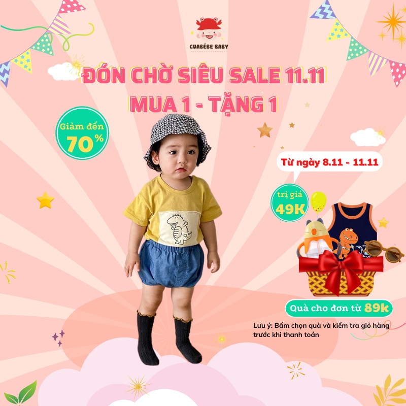 Áo Phông Cho Bé Cotton Hình Khủng Long Cute