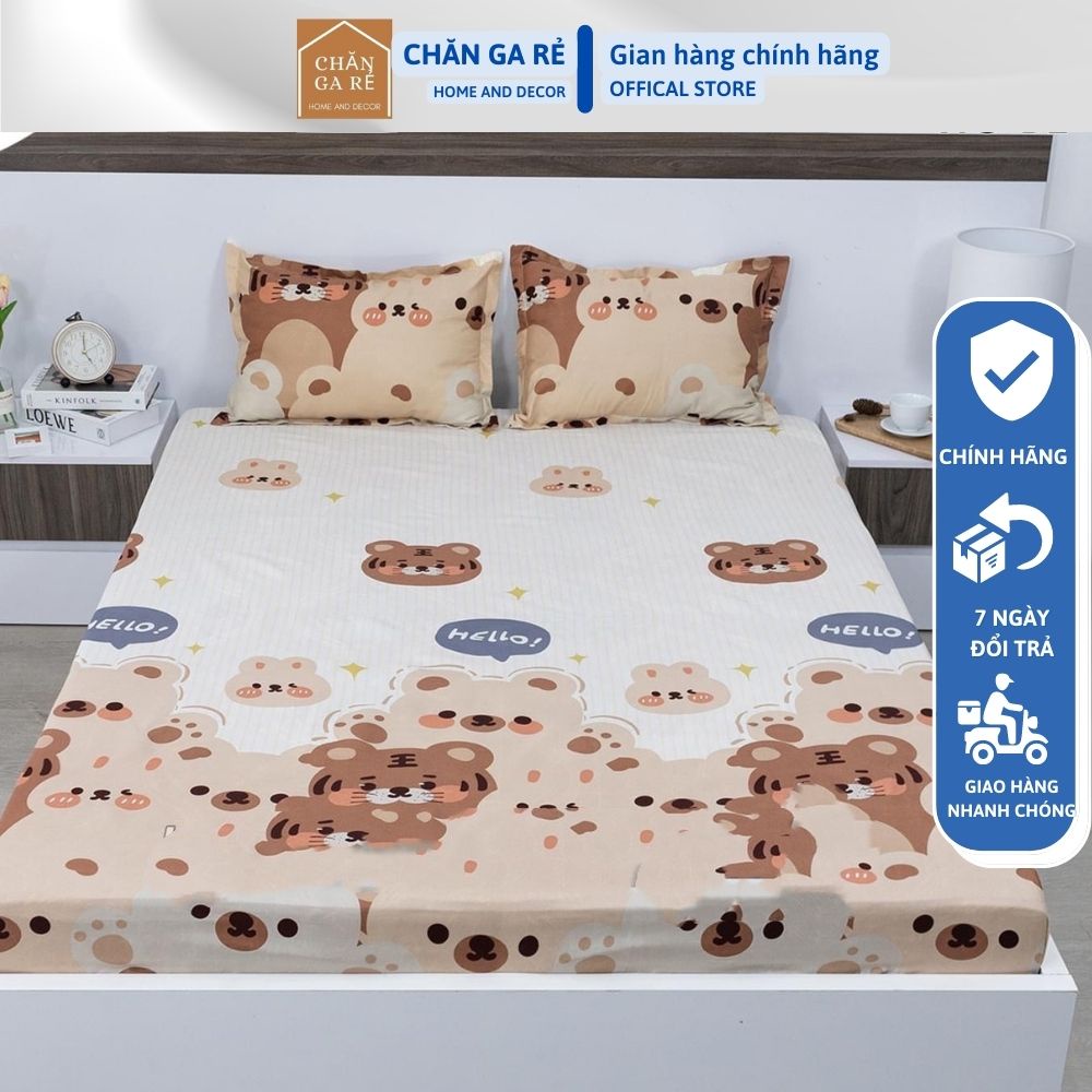 Bộ ga gối cottong poly m6/m8 cottong poly ga trải giường+2 vỏ gối nằm đủ kích thước mẫu mã đa dạng