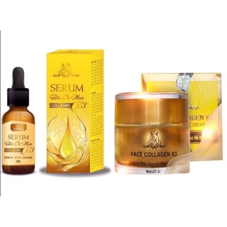 Combo kem face và serum mụn collagen x3 có team cào điện tử