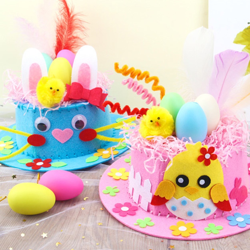 Bộ Mũ Vải Không Dệt Hình Thỏ Và Trứng Phục Sinh Thủ Công DIY Cho Bé