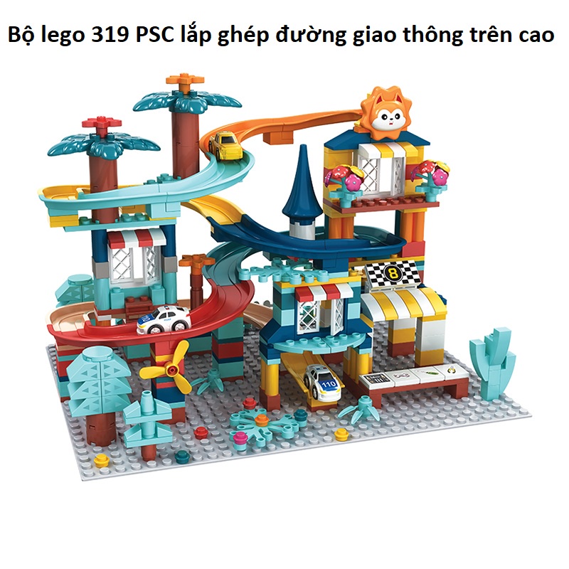 Đồ chơi lego lắp ghép 319 chi tiết, lắp ghép mô hình đường giao thông, lego lắp ghép đường giao thông