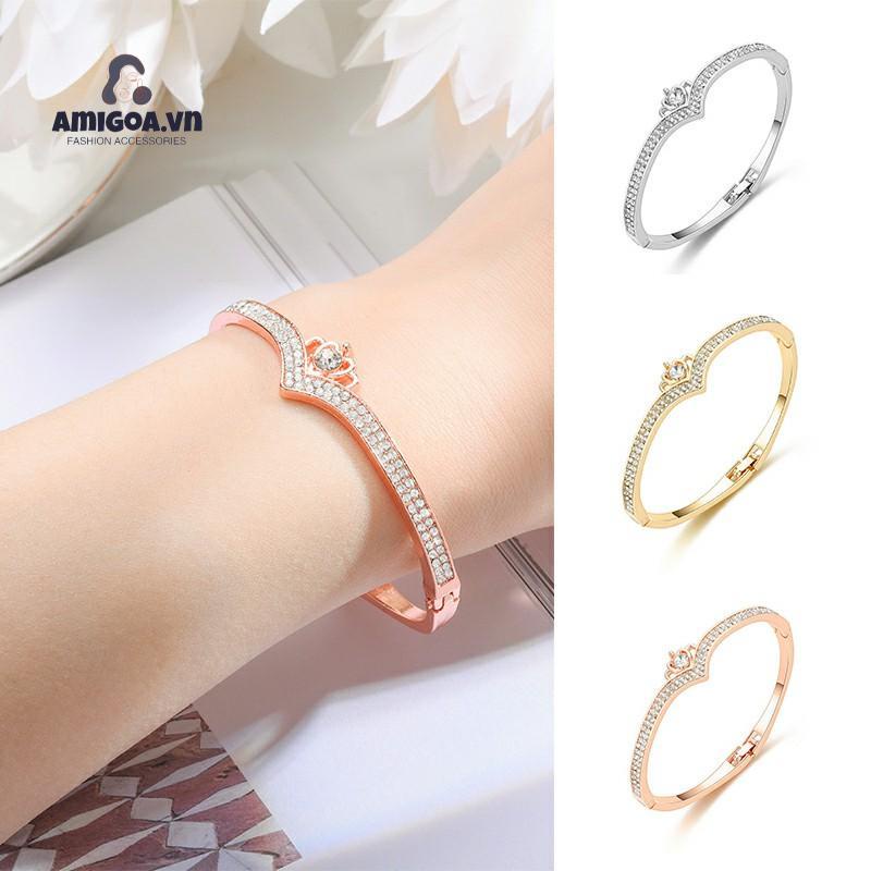 ✨✨Vòng Tay Đính Đá Kim Cương Hình Trái Tim Thời Trang Cho Nữ