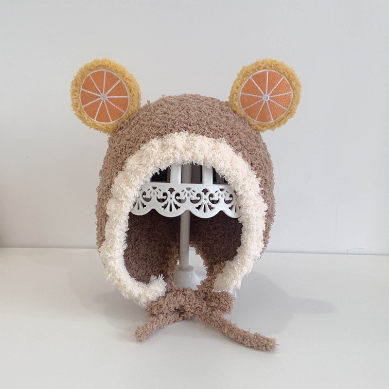 Mũ Len Beanie Mềm Mại Dày Dặn Giữ Ấm Tai Đính Bóng Lông Dễ Thương Cho Bé