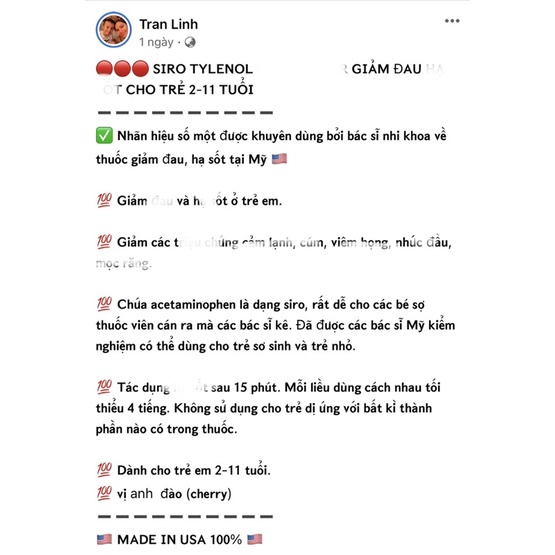 Siro T màu đỏ Mỹ cho bé 2y+