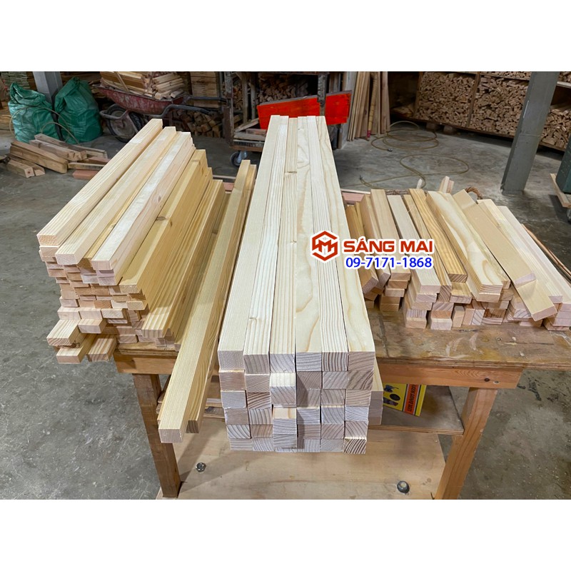 [MS23] Thanh gỗ thông vuông 3cm x 3cm x dài 1m + láng mịn 4 mặt