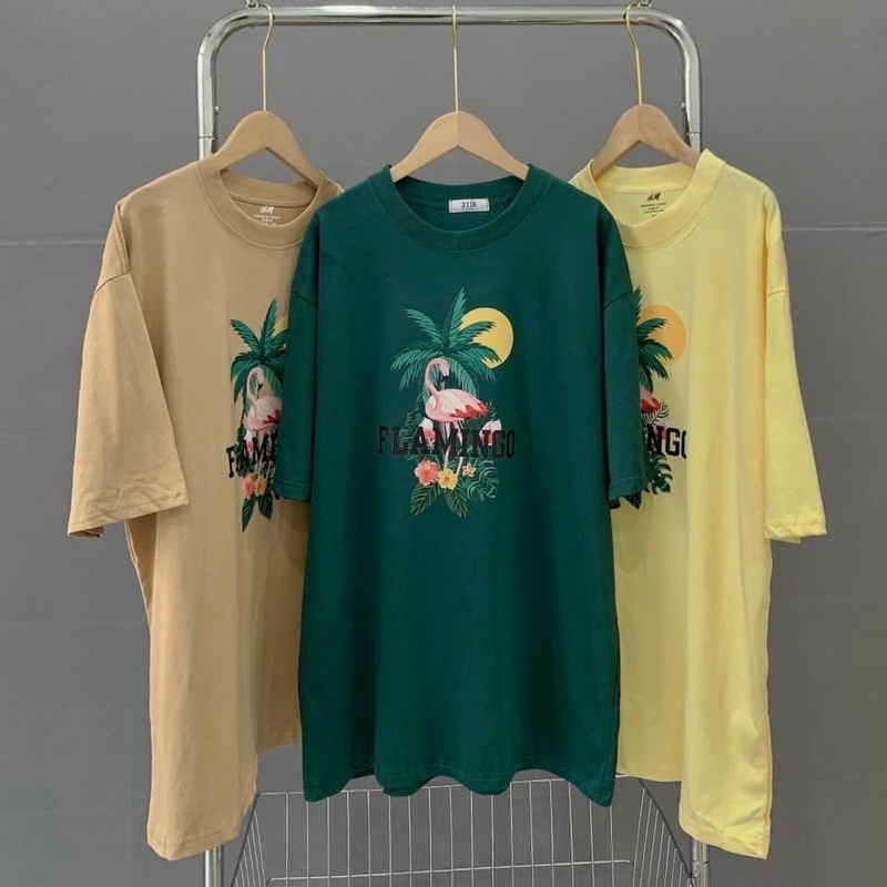 ÁO THUN TAY LỠ COTTON FLAMINGO FORM UNISEX NAM NỮ (hình chụp thật)