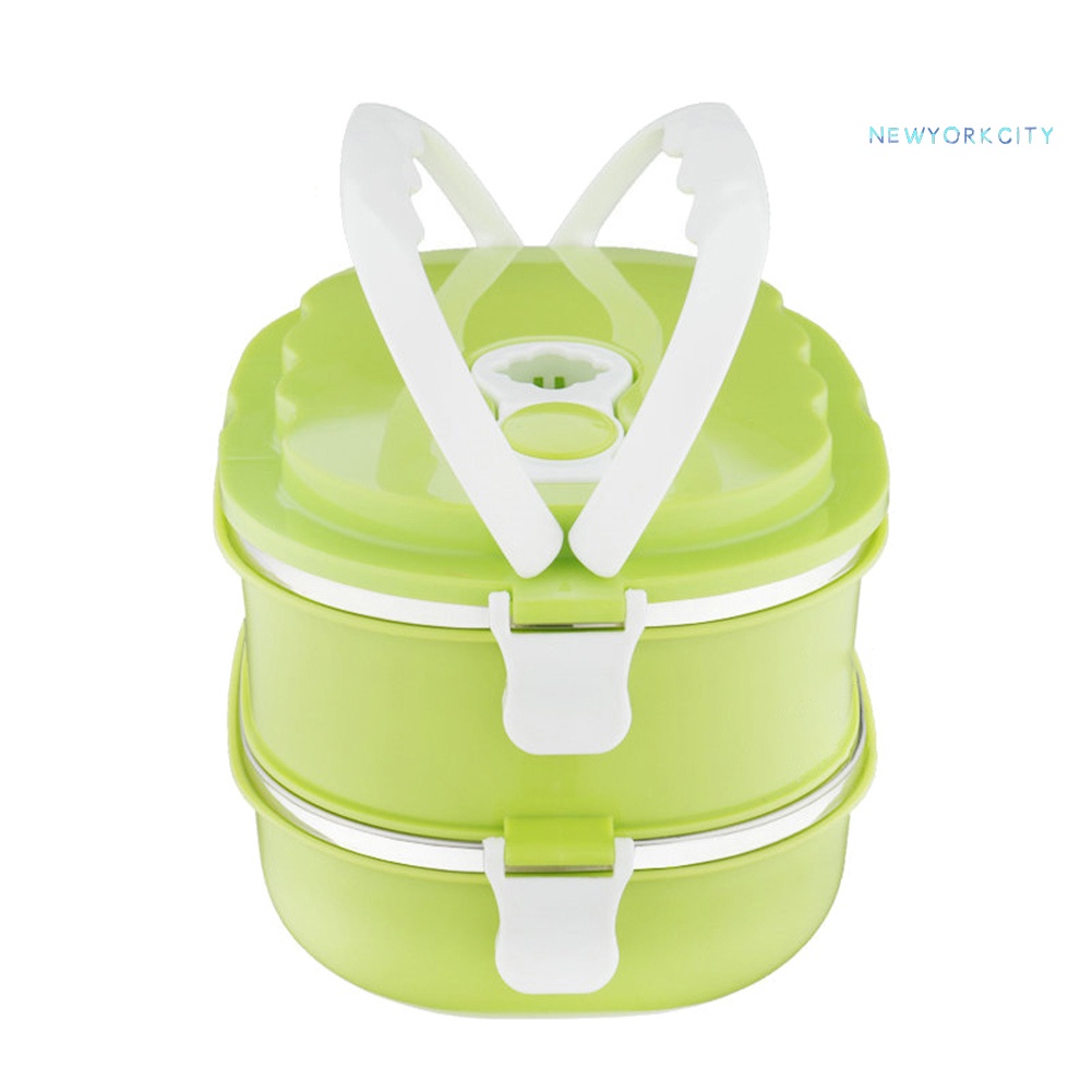 Hộp Đựng Cơm Trưa Cách Nhiệt 1/2 Tầng Hình Chữ Nhật Bằng Thép Không Gỉ NYC