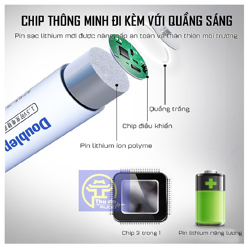 {Chính hãng} Pin tiểu sạc AA 1.5v Doublepow 2400mAh có cổng sạc Micro USB - Tặng kèm dây sạc