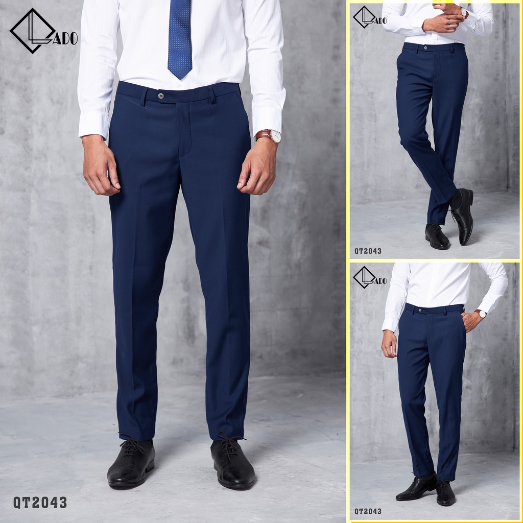 Quần Tây Nam co giãn nhẹ LADO chất mỏng nhẹ Màu Xanh Navy 2043