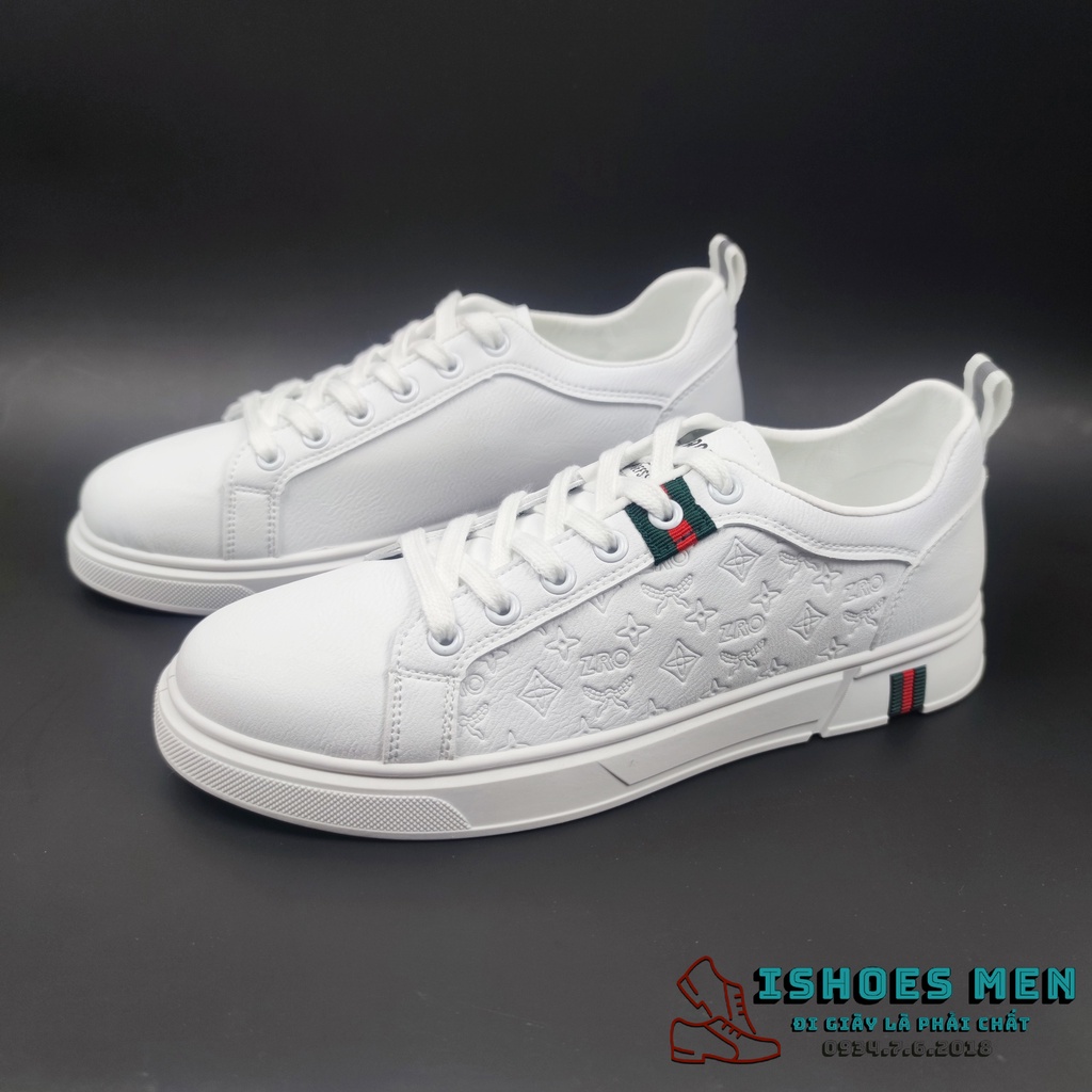 Giày Thể Thao Sneaker Thời Trang Nam Da Thật Màu Trắng Hot Trend 2022