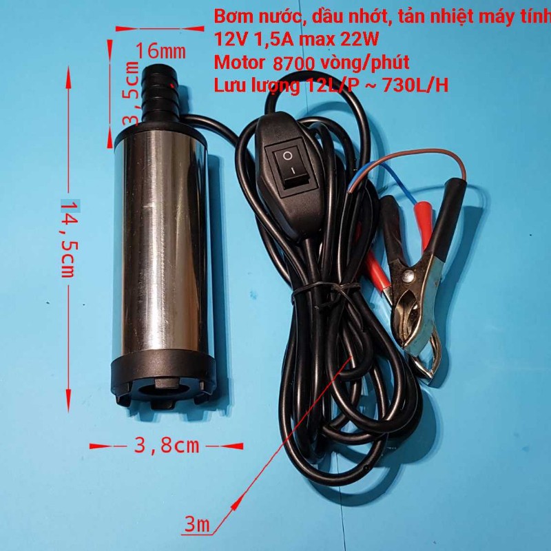 Bơm chìm hoả tiển bơm nước nhiên liệu dầu nhớt 12V