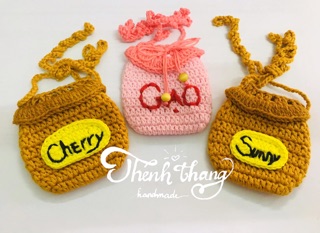 (FREE THÊU TÊN BÉ) Túi đựng tỏi handmade (hình thú)