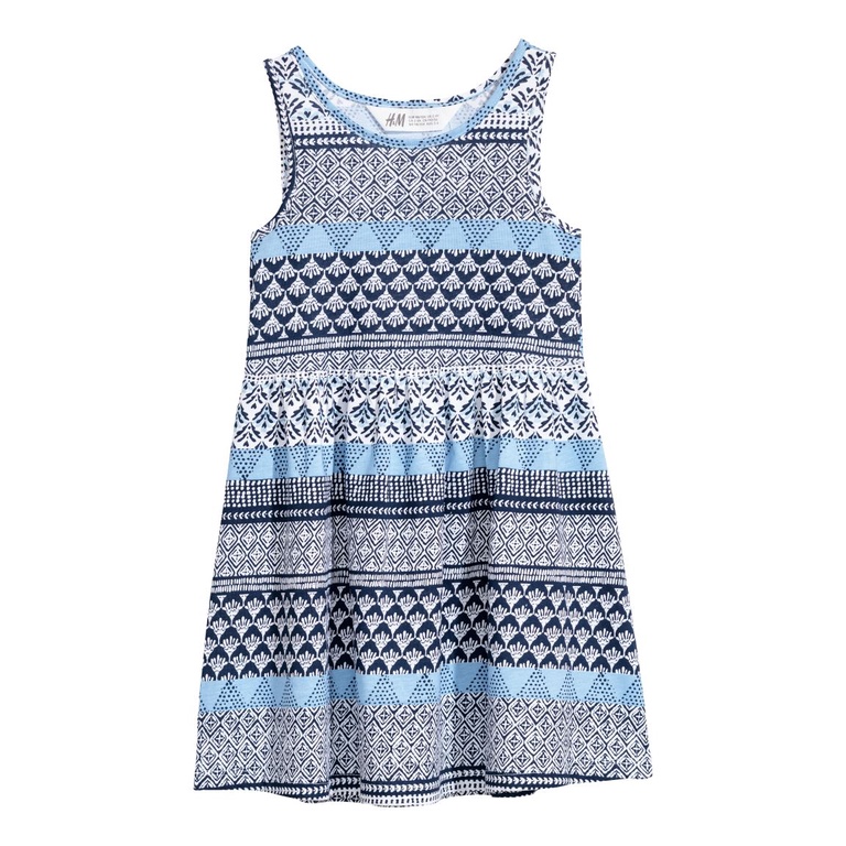 Váy sát nách xanh thổ cẩm HM H&amp;M sz 2-4y_hàng chính hãng authentic